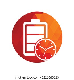 Plantilla de diseño del logotipo de tiempo de la batería. Vector del logotipo de la energía de carga de velocidad.