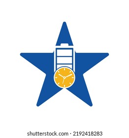 Battery time star shape concept logo design template. Speed charge energy logo vector.	