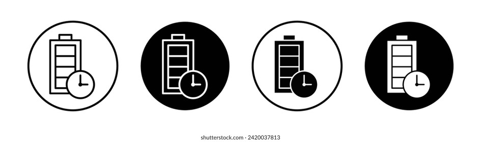 Battery time vector line icon illustration.