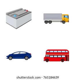 Battery and transport cartoon icons in set collection for design.Car maintenance station vector symbol stock illustration web.