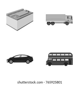 Battery and transport monochrome icons in set collection for design.Car maintenance station vector symbol stock illustration web.