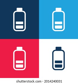 Battery With Two Bars blue and red four color minimal icon set
