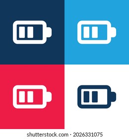 Batería con dos barras azul y rojo cuatro colores conjunto mínimo de iconos