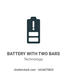 Battery with two bars glyph icon vector on white background. Flat vector battery with two bars icon symbol sign from modern technology collection for mobile concept and web apps design.