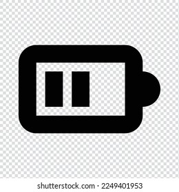 Battery with two bars outline icon in transparent background, basic app and web UI bold line icon, EPS10