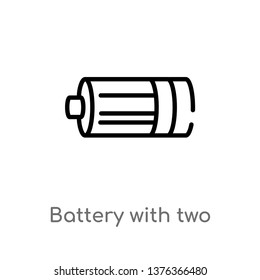battery with two bars vector line icon. Simple element illustration. battery with two bars outline icon from technology concept. Can be used for web and mobile
