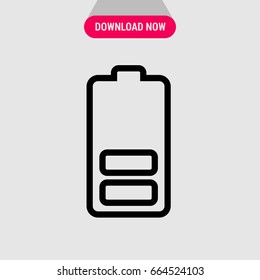Battery with two cubes vector icon, Low battery of device symbol. Simple, modern flat vector illustration for mobile app, website or desktop app 