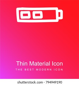 Battery two thirds status hand drawn outline red and pink gradient material white icon minimal design
