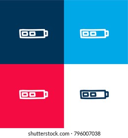 Battery two thirds status hand drawn outline four color material and minimal icon logo set in red and blue