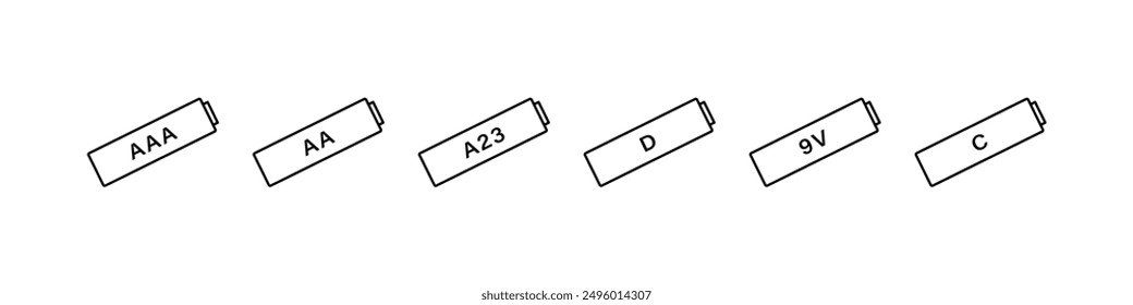 Battery types vector icon set. Batteries type icons.