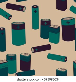 Battery variants seamless pattern. Textile design fashion fabric wallpaper gift paper background. 