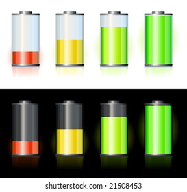 Bateria com várias cargas e cores