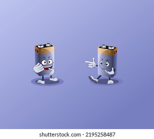 Battery vector characters with face expression.