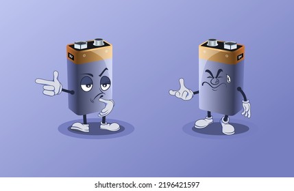 Battery vector characters with face expression.