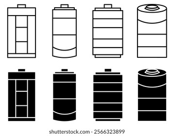 Battery. Vector collection of battery icon illustrations. Black icon design.
