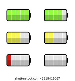 Batterievektor mit der Farbe, die den Akku anzeigt