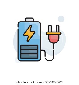 Ilustración de estilo de icono de contorno rellenado con vector de batería. archivo EPS 10