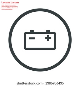 battery vector icon 10 eps , Lorem ipsum Flat design