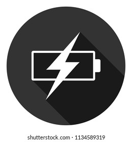 Battery vector icon, accumulator charge battery vector sign design, battery energy vector icon. Accumulator charge icon. Gray background with shadow.