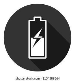 Battery vector icon, accumulator charge battery vector sign design, battery energy vector icon. Accumulator charge icon. Gray background with shadow.