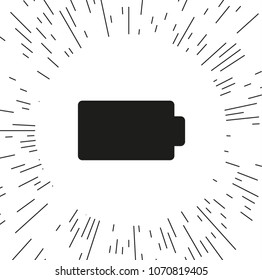battery vector icon against the background of the rays