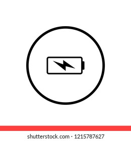 Battery vector icon, charge symbol. Simple, flat design for web or mobile app
