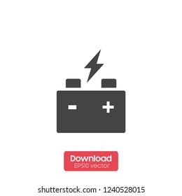 Battery vector icon, charge symbol. Simple, flat design for web or mobile app