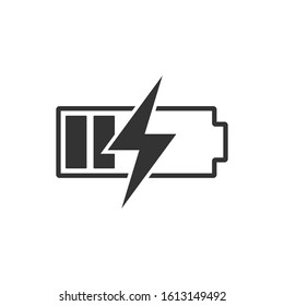 Battery vector icon, charge symbol. Simple, flat design for web or mobile app, accumulator simple icon