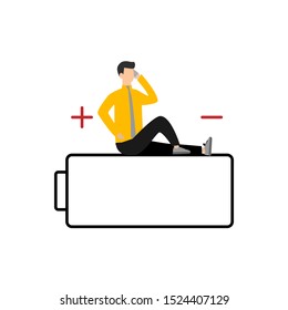 Battery vector icon.  Flat cartoon character isolated on white background 