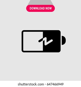 Battery Vector Icon, The half battery power symbol. Simple, modern flat vector illustration for mobile app, website or desktop app  