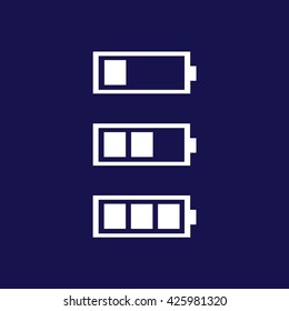 Battery vector icon illustration. Blue background