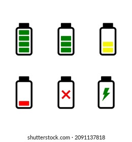 Ilustración del icono del vector de la batería en fondo blanco