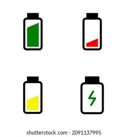 Ilustración del icono del vector de la batería en fondo blanco