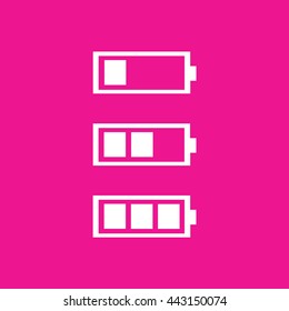 Battery vector icon illustration. Pink background