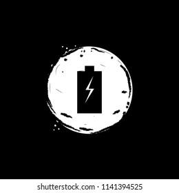 Battery vector icon on black background