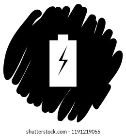 Battery vector icon on black background