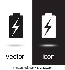 battery vector icon on black and white background