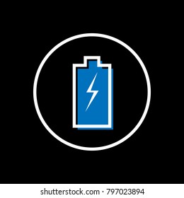 Battery vector icon on black background