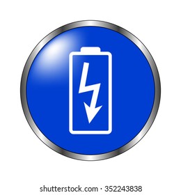 battery - vector icon on the blue button