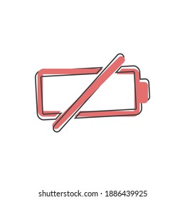 Battery vector icon on cartoon style on white isolated background.