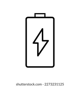Battery-Vektorsymbol, Outline-Stil, einzeln auf weißem Hintergrund.