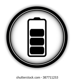 Battery - vector icon; round  button with shadow