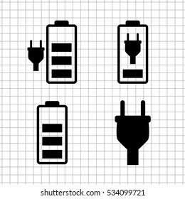 battery  - vector icon; set