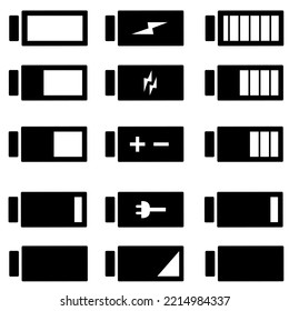 Conjunto de iconos del vector de batería. colección de signos de ilustración de energía. símbolo de potencia.