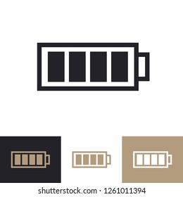 Battery vector icon set isolated on background for charging symbol, level indicator - low, middle and high charge, energy icon, electricity sign, electric equipment, website, ui, mobile app. 10 eps 
