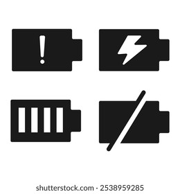 Battery vector icon set isolated on white background