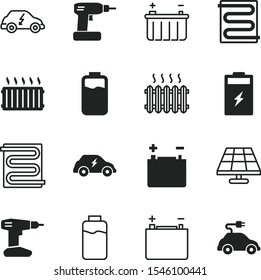 battery vector icon set such as: mechanic, set, iron, style, check, station, handle, manual, plus, screwdriver, image, building, batterie, silhouette, minus, maintenance, solar, portable, household