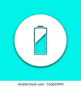 Battery vector icon with shadow. Illustration isolated for graphic and web design.