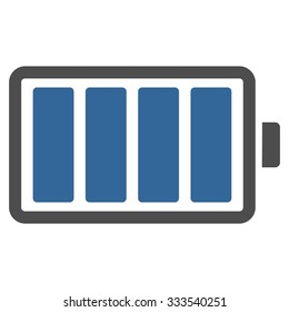 Battery vector icon. Style is bicolor flat symbol, cobalt and gray colors, rounded angles, white background.