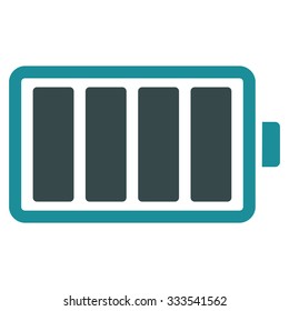 Battery vector icon. Style is bicolor flat symbol, soft blue colors, rounded angles, white background.